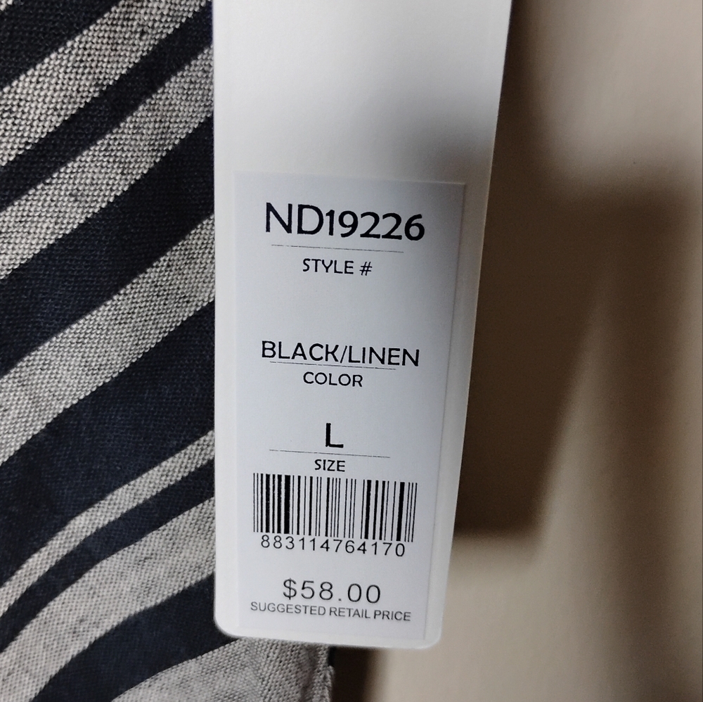 Andrea Jovine Linen-Cotton Top Black & Tan Size L NWT - Picture 8 of 8